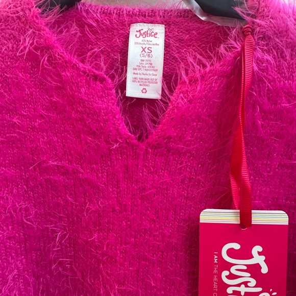 Justice Girls Vibrant Fuzzy V-Neck Sweater - Picture 3 of 5